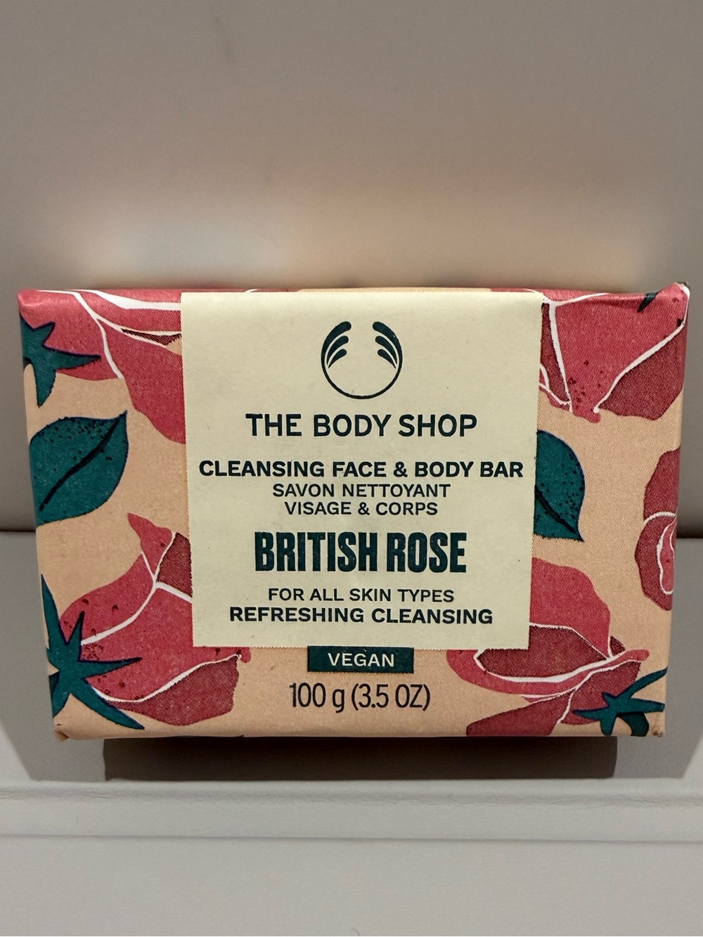 The Body Shop British Rose Cleansing Face & Body Soap Bar 3.5 Oz 100g New